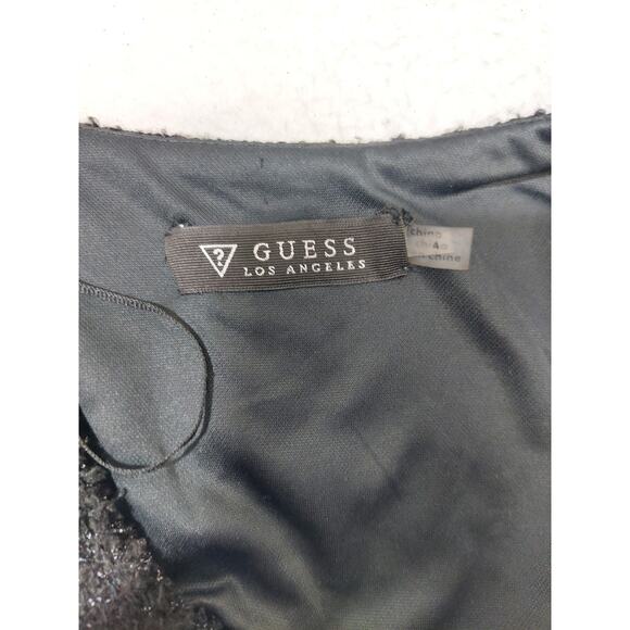 GUESS SZ 4 S black woven pullover faux double breast embellished jacket B123 - Picture 4 of 9